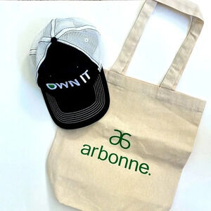Arbonne baseball cap & canvas tote